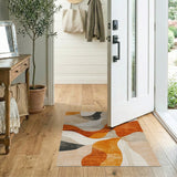 ODIKA Abstract Mid-Century Modern Washable Area Rug, Low Pile Non-Slip Terracotta Wavy Rug, Pet & Kid Friendly