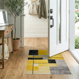 Yellow Bold Yellow Black Geometric Modern Area Rug