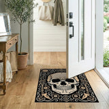 Distressed Vintage Ornate Gothic Skull Area Rug