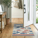 Coastal Fish School Area Rug in Blue Red