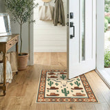 Southwestern Longhorn Skull Cowboy Hat Area Rug
