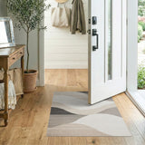 Modern Abstract Wavy Grey Beige Area Rug