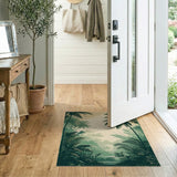 Lush Tropical Jungle Palm Silhouette Area Rug