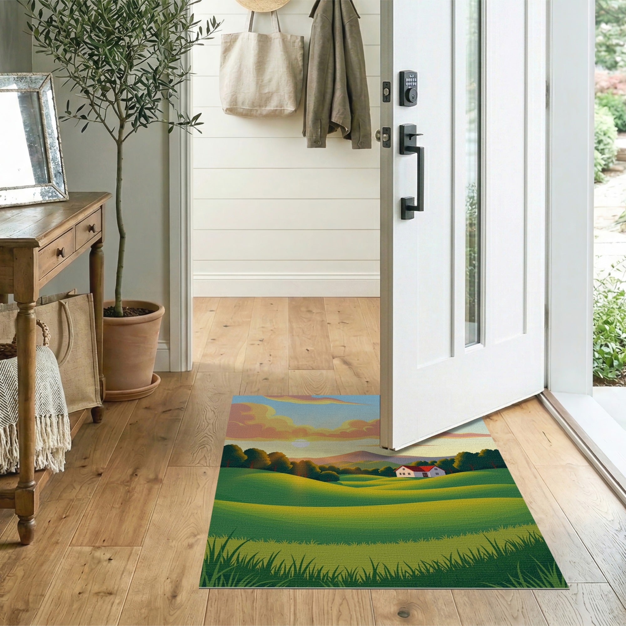 Rolling Hills Sunset Farmhouse Area Rug