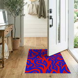 Vibrant Red Blue Swirl Abstract Area Rug