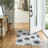Blue Chamomile Floral Pattern Area Rug