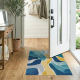Abstract Area Fluid Blue Teal Abstract Area Rug