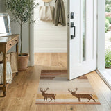 Deer Silhouette Sunset Striped Brown Tan Rug