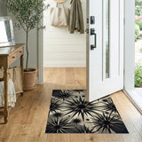 Black and White Starburst Geometric Black White Area Rug