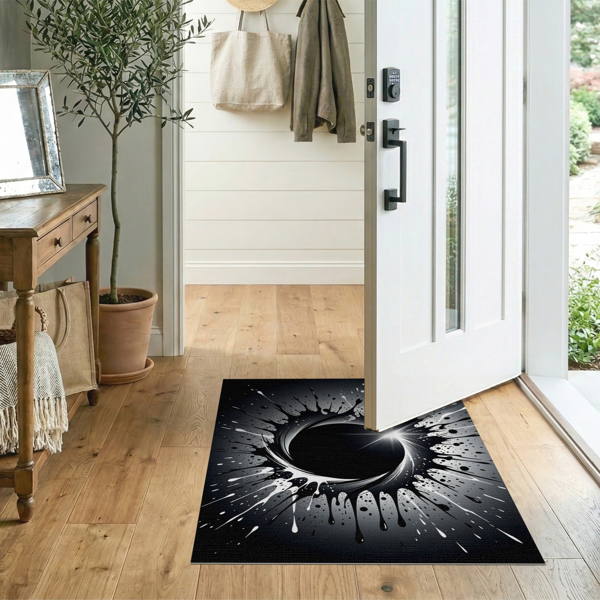 Cosmic Black Hole Vortex Splash Area Rug