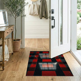 Red Black Checkered Geometric Area Rug