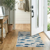 Playful Blue Fish Coastal Area Rug