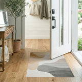 Abstract Area Beige and Neutral Wavy Beige Neutral Abstract Area Rug