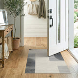 Modern Black Halftone Circles Area Rug - Beige