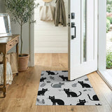 Whimsical Black Cat Silhouettes Area Rug