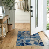 Blue Geometric Leaf Area Rug