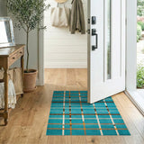 Modern Teal Plaid Geometric Area Rug