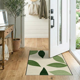 Abstract Green Leaves Area Rug