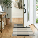 Striped Geometric Modern Bold Black White Striped Geometric Area Rug