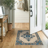 Blue and Teal Ornate Blue Medallion Persian Area Rug