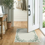 Ornate Green Vine Butterfly Floral Rug