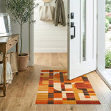 ODIKA Washable Mid-Century Modern Geometric Area Rug - Non-Slip Low Pile