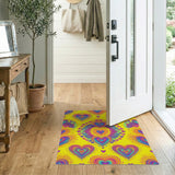 Vivid Rainbow Hearts Yellow Area Rug