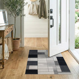 Abstract Black White Geometric Black and White Area Rug