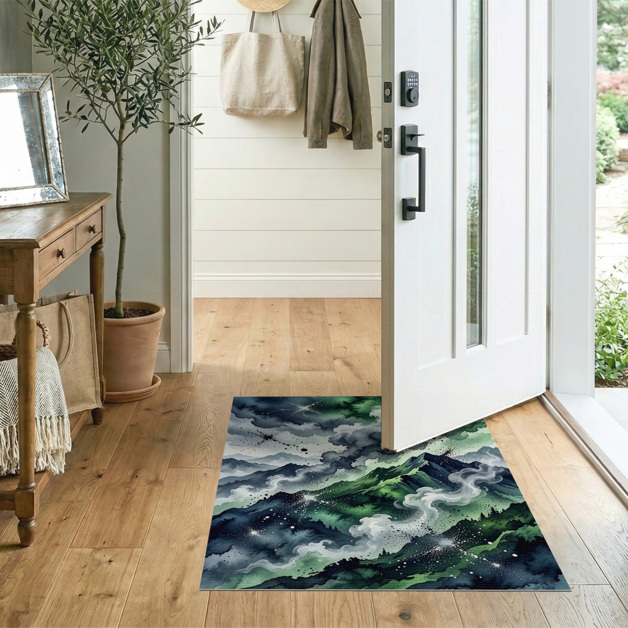 Misty Starlit Mountains Area Rug