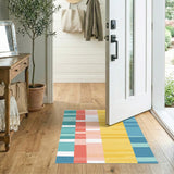 Vibrant Geometric Striped Multi-Color Area Rug