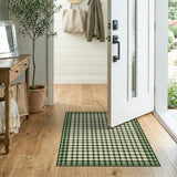 Green Gingham Check Farmhouse Area Rug