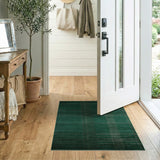 Emerald Green Plaid Area Rug with Gold Accents