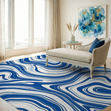Blue Swirl Marble Washable Area Rug