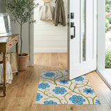 Blue Cornflower Vine Floral Area Rug
