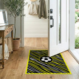 Yellow Black Zebra Soccer Ball Area Rug
