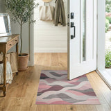 Pink Wave Abstract Area Rug