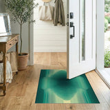Green Green Wavy Geometric Area Rug