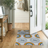 Grey Mice Rainbow Circle Kids Washable Area Rug