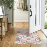 Pink Peony Gingham Area Rug