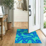 Abstract Area Teal Blue Swirl Abstract Area Rug