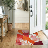 Vibrant Monstera Leaves Abstract Area Rug