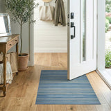 Blue Teal Striped Woven Area Rug