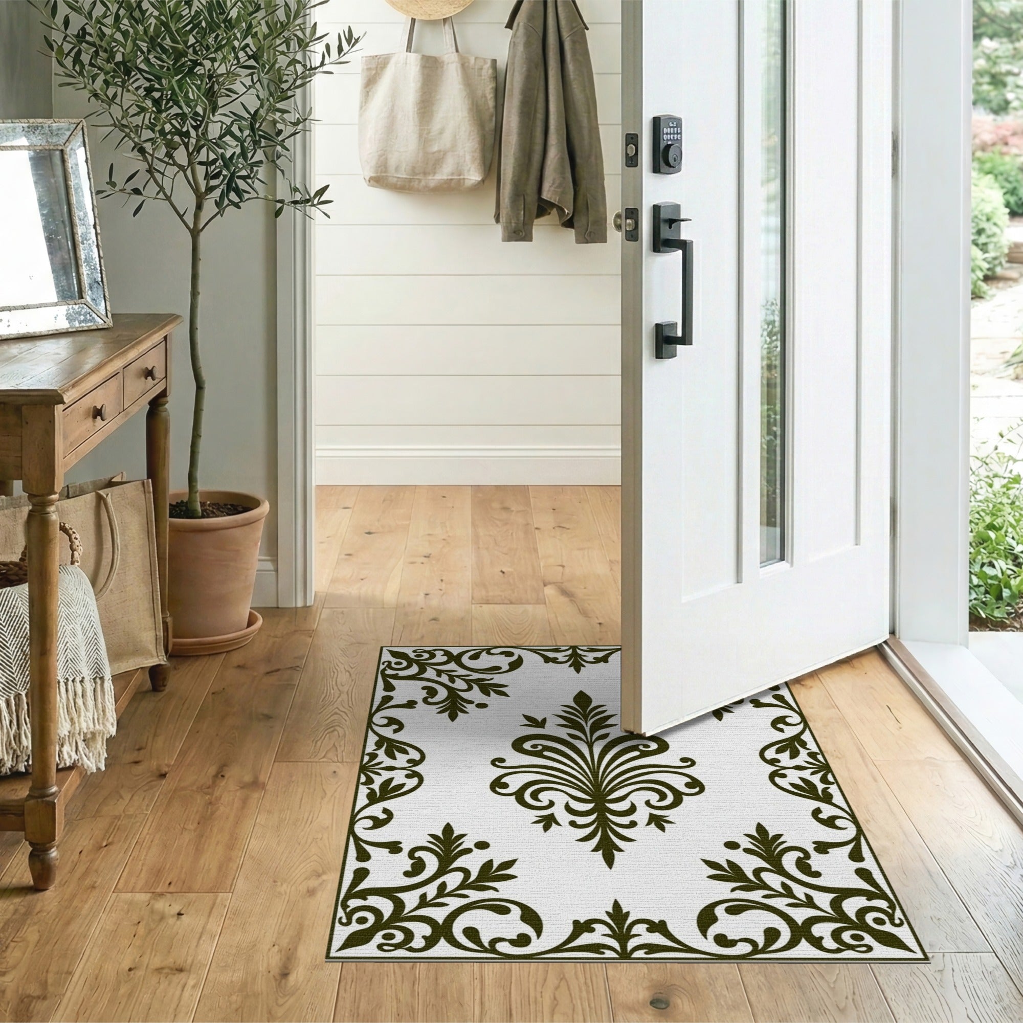Elegant Ornate Black Floral Area Rug