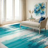 Abstract Teal Ripple Area Rug