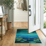 Teal Serenity Tree Island Lily Pad Area Rug