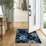 Teal Anemone Floral Area Rug