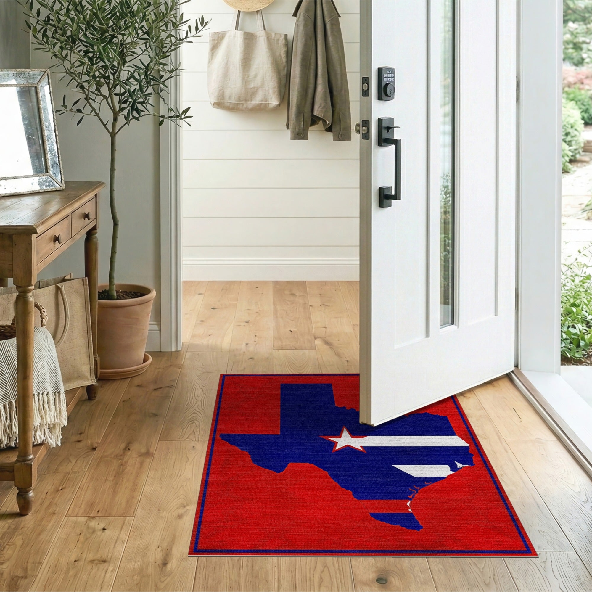 Texas Lone Star Patriotic Distressed Rug