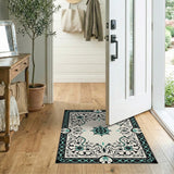 Traditional Persian Blue and Teal Teal Persian Floral Motif Area Rug