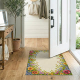 Vibrant Floral Border Area Rug