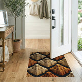 Tan Pyramid Isometric Geometric Area Rug